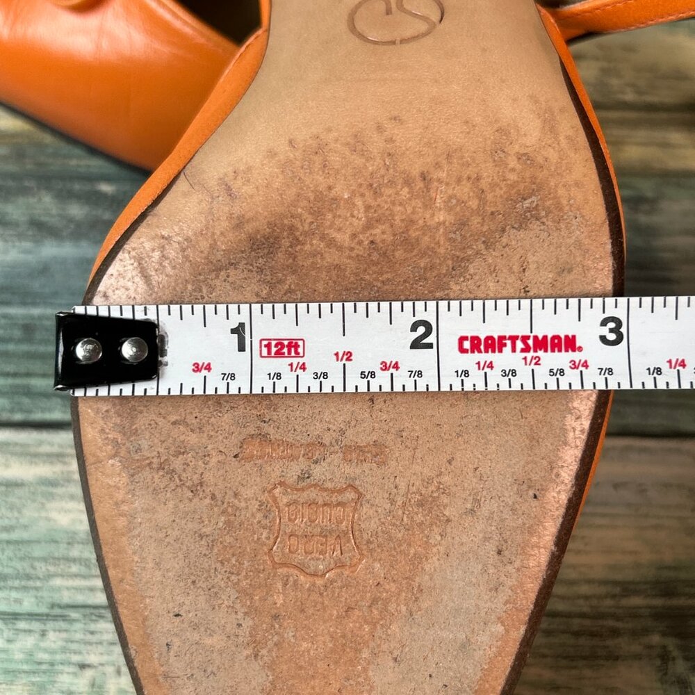 St John Slingback Pumps Womens 6.5B Orange Leather Dress Shoe Work Formal Heels - Picture 11 of 13